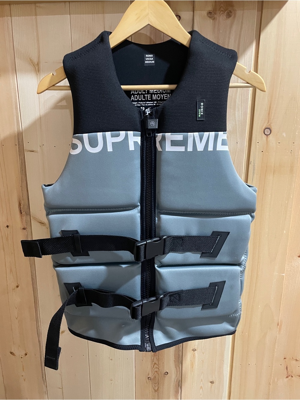 Men’s Gray and Black SUP Neoprene Swim Wake Life Vest - VFI - PFD
